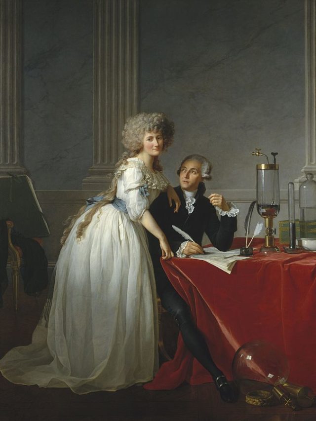 Lavoisier juanto a su ayudante (y esposa) Marie-Anne Pierrette Paulze