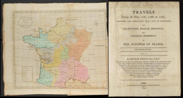  undertaken more particularly with a view of ascertaining the cultivation, wealth, resources, and national prosperity of the Kingdom of France" (1792), del escritor inglés Arthur Young