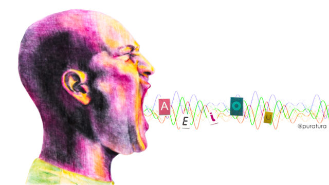 Las vocales se distinguen solo por la intensidad relativa de los armónicos (Ilustración Almudena M. Castro)