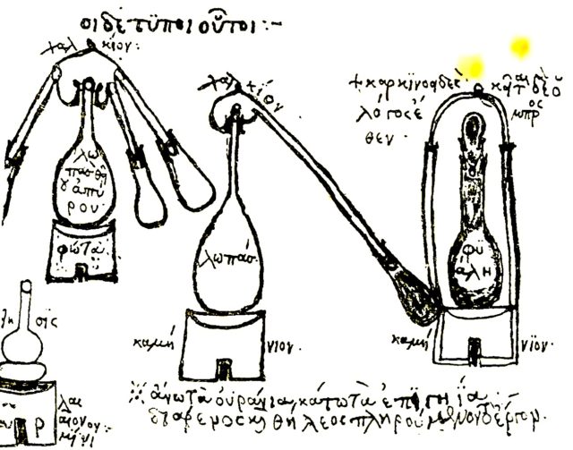 Equipo de destilación de Zósimo según un texto bizantino griego del siglo XV.