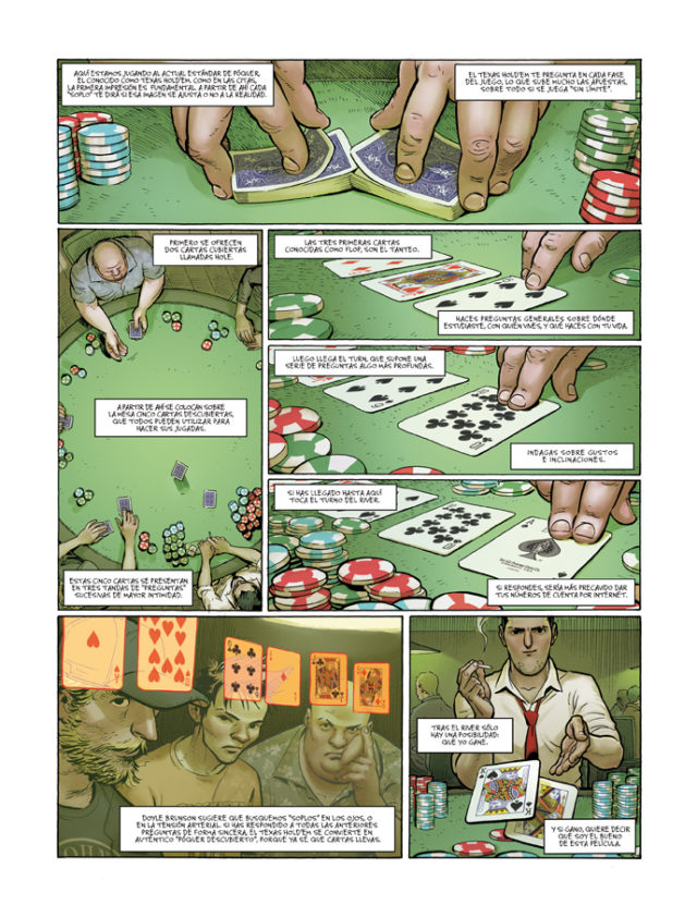 Una de las páginas iniciales del segundo volumen, "Feuille", del cómic "Ken Games"