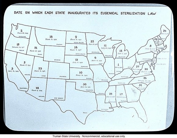 Fechas de promulgación de las leyes de esterilización en distintos estados de EE.UU.