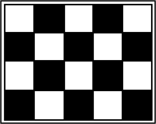 El tablero 5 x 4 pintado al estilo ajedrez