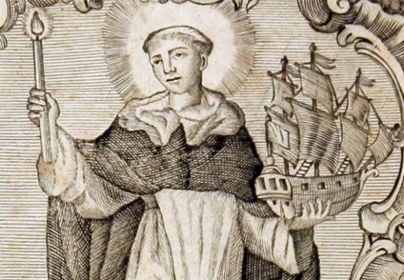 Típica representación de San Telmo como patrón de los marineros