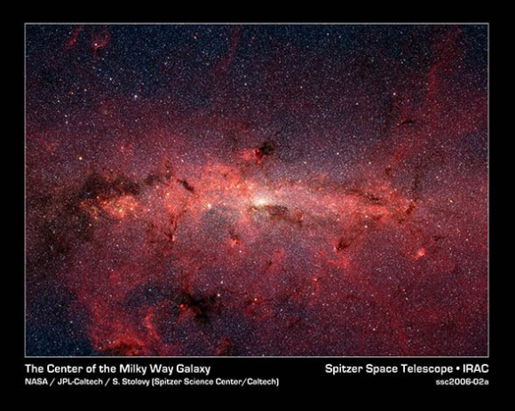 Imagen en infrarrojo del centro de la Via Lactea. Fuente: Spitzer Space Telescope