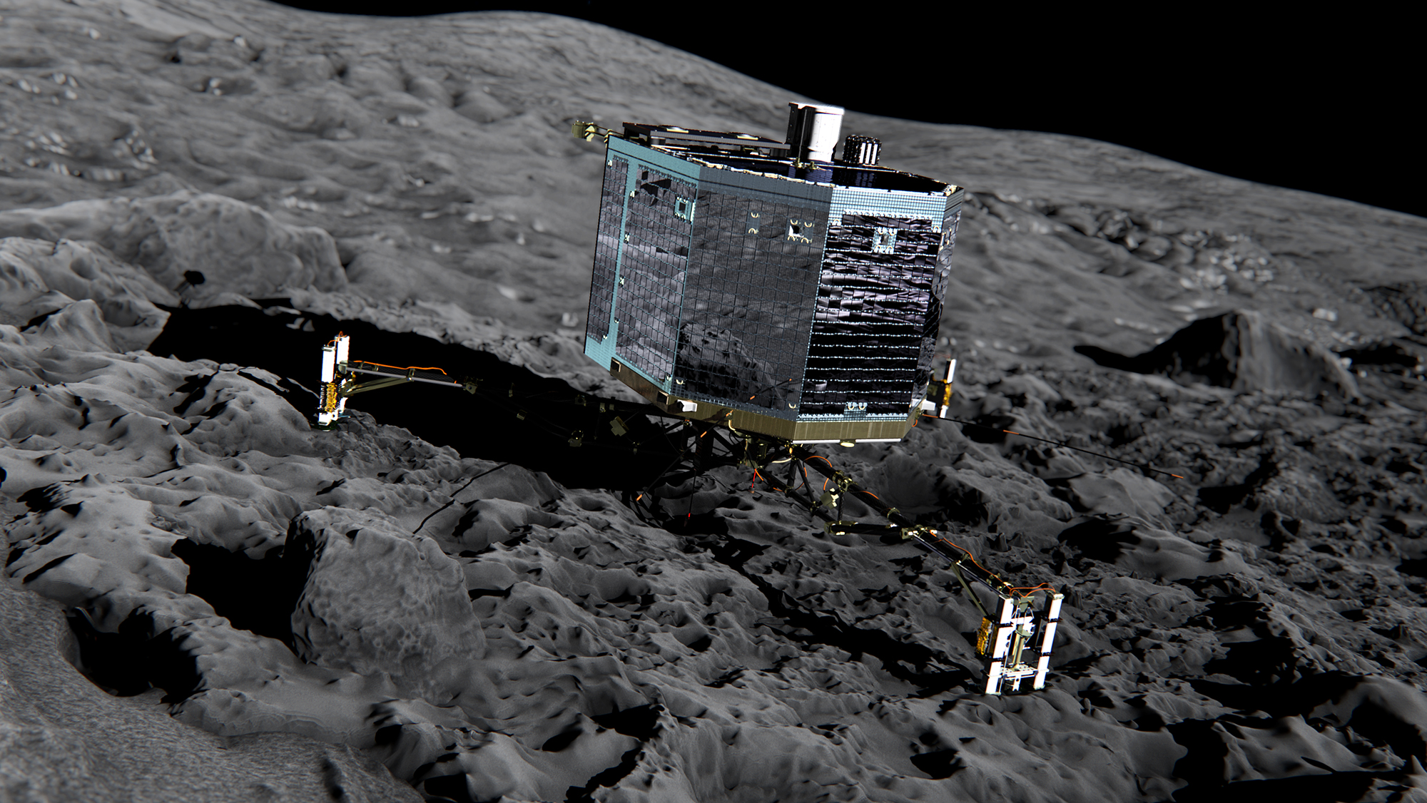 Philae_on_the_comet_Front_view