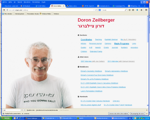 Página web del profesor Doron Zeilberger, http://www.math.rutgers.edu/~zeilberg/