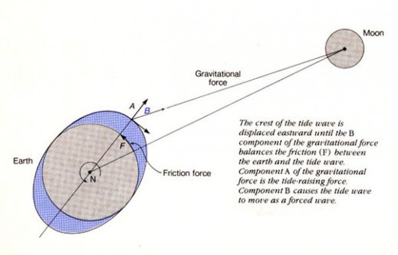 Diagrama de fuerzas de la aceleración de marea (fuente)