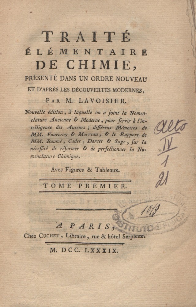 Traité élémentaire de chimie (1789)