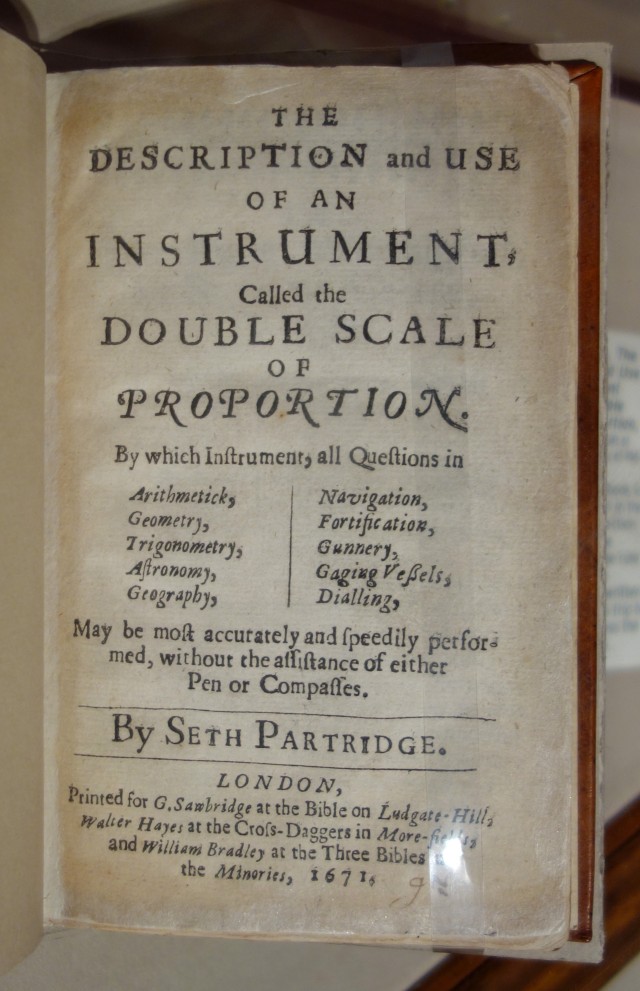 The_Description_and_Use_of_the_Instrument_called_the_Double_Scale_of_Proportion,_by_Seth_Partridge_-_MIT_Slide_Rule_Collection_-_DSC03685