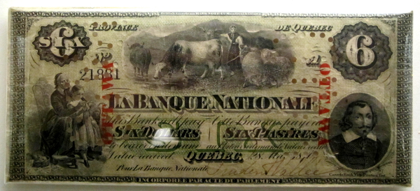  Billete de 6 dólares canadienses (1870)