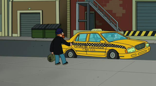El número de este taxi de Futurama pertenece a la sucesión de números de taxi, concretamente es el de orden 3