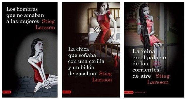  Las tres portadas de las ediciones en español de las novelas de la trilogía Millenium