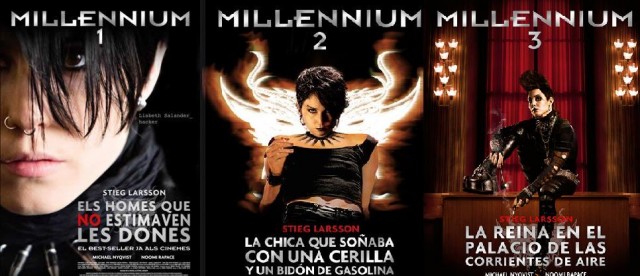  Los tres carteles de las adaptaciones cinematográficas realizadas en Suecia de las novelas de la serie Millenium