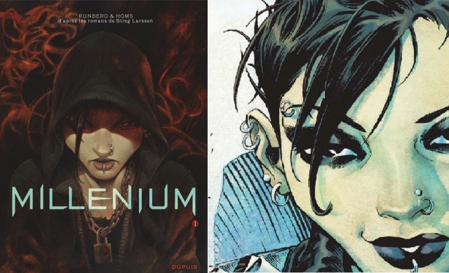 Portada del comic Millenium, adaptación de las novelas, y una imagen del comic