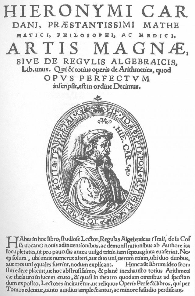 Artis Magnæ, Sive de Regulis Algebraicis Liber Unus (1545) de Girolamo Cardano