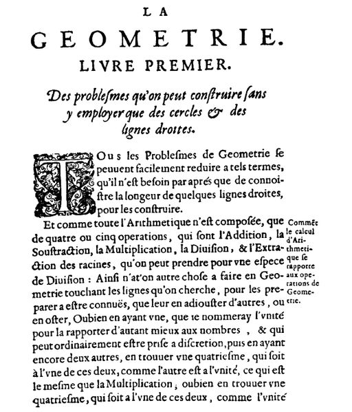 La Géométrie est l'un des trois appendices publiés en 1637 par René Descartes avec le Discours de la méthode