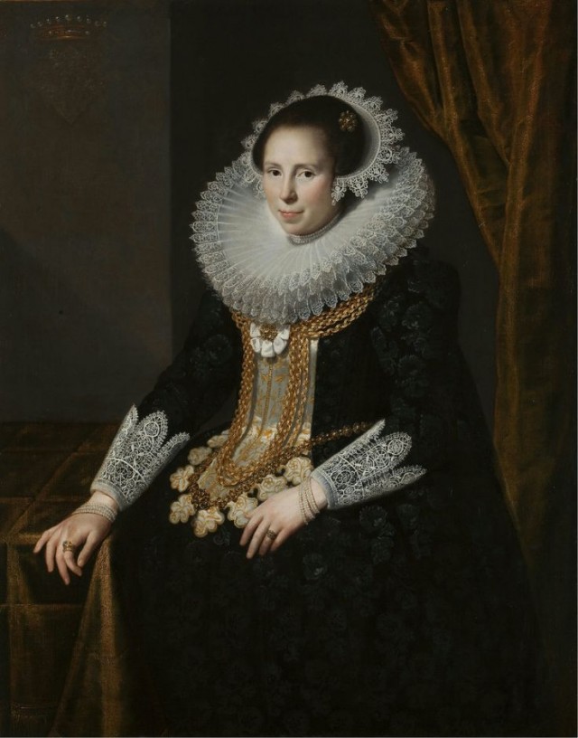 "Johanna Martens" por Paulus Moreelse (1625. Óleo sobre lienzo, 122,7 x 96,5 cm.). Museo del Prado, Madrid