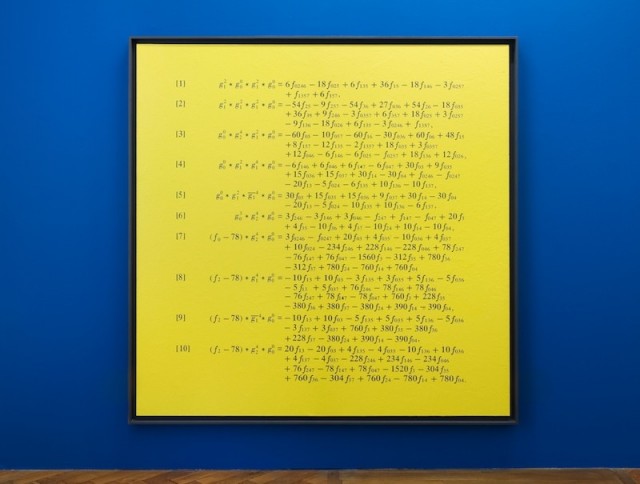 Bernar Venet, "Three-Dimensional Faces and Quotients of Polytopes", acrílico sobre lienzo, 195 x 195 cm, 2001
