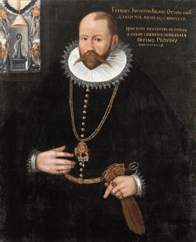  Retrato de Tycho Brahe, realizado en 1596 por un artista desconocido y que está en el Castillo de Skokloster, Suecia