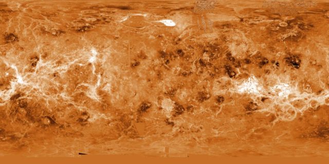 Imagen de la superficie de Venus compuesta a partir de las imágenes captadas por la sonda Magallanes