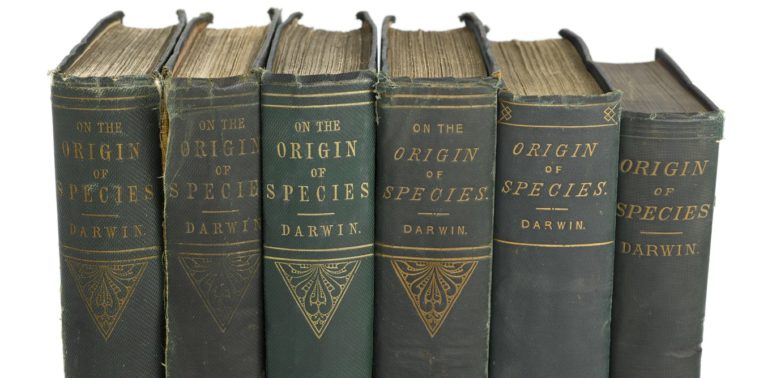 L0051092 6 editions of &#8216;The Origin of Species&#8217; by C. Darwin,