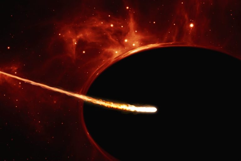 Close-up of star near a supermassive black hole (artist’s impr