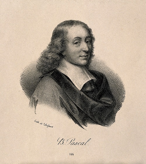 V0004512 Blaise Pascal. Lithograph after G. Edelinck after F. Quesnel