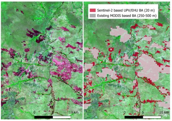 Un algoritmo para aumentar la resolución de los mapas de áreas quemadas